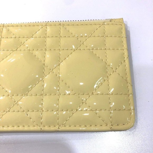 Dior Cannage Card Case patent coin purse enamel Beige/GoldHardware - Picture 11 of 11